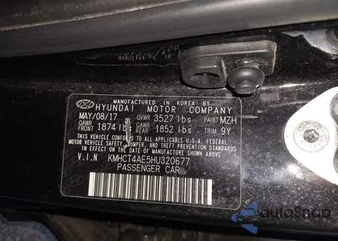 2017 Hyundai Accent Se z USA, uszkodzony, nr VIN KMHCT4AE5HU320677